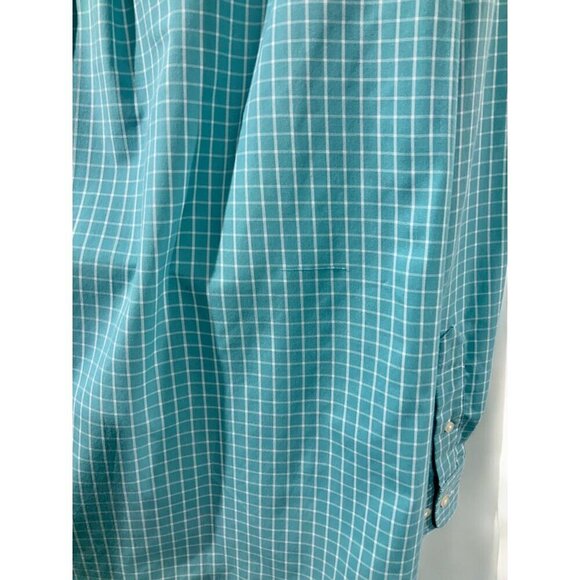 Saddlebred Mens Classic Fit Cotton Turquoise Checkered Long Sleeve Shirt NEW XL - Picture 6 of 9